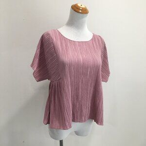 MADEWELL Mauve Pink Mini Pleated Short Dolman Sleeve Shirt Top